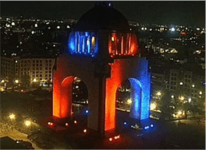 monument to the mexican revolution at night