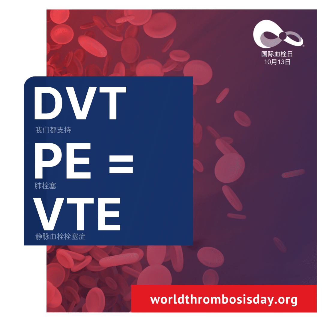 DVT+PE=VTE – Chinese DVT+PE=VTE social media graphic from World Thromobosis Day