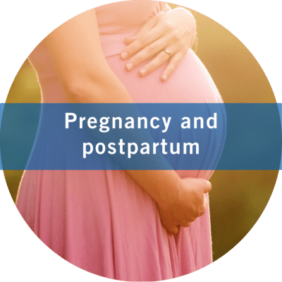 Pregnant woman receiving medical consultation about thrombosis